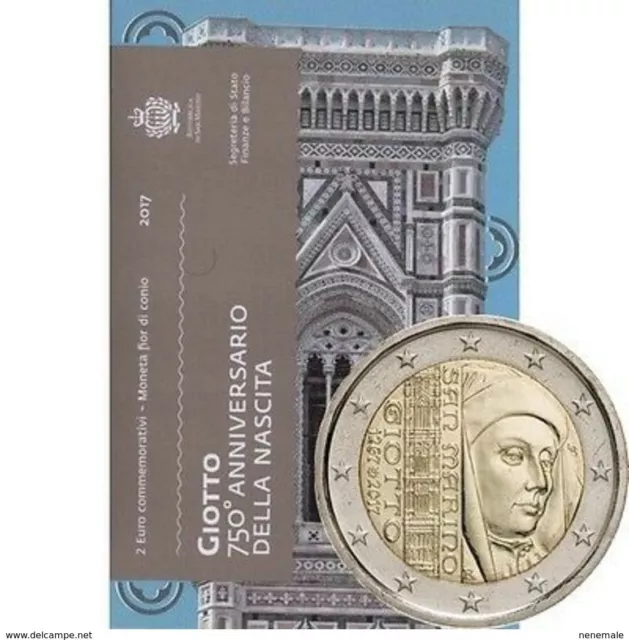 2 euros coin 2017 San Marino - 750th Anniversary of Giottos Birth BU