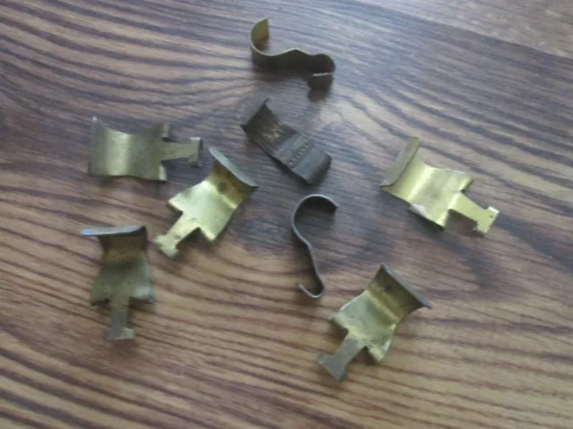 8 Vintage Victorian Picture Rail Moulding Hanging Hooks Hangers 7 Brass