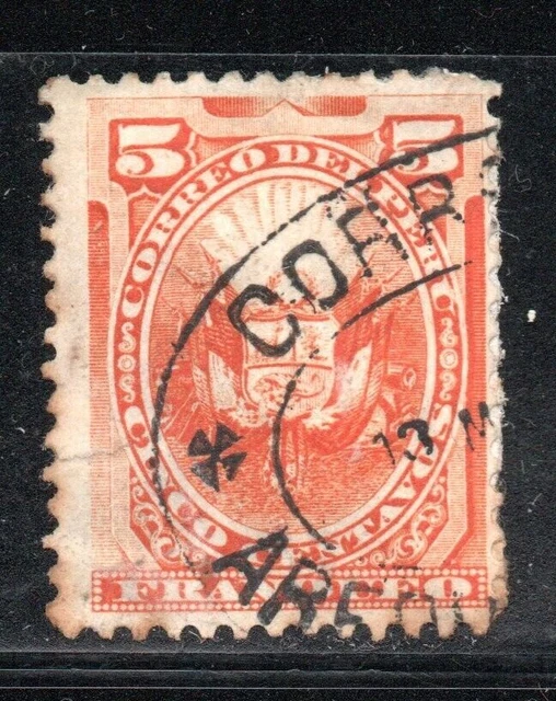 Peru, Sello 5 Ctvos. Matasellos Parcial De Arequipa