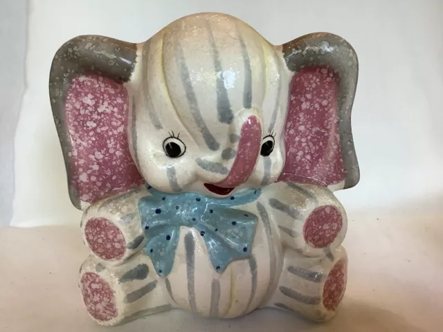Vintage 1960’s Napco Napcoware Nursery Baby Elephant Ceramic 7” Planter Vase