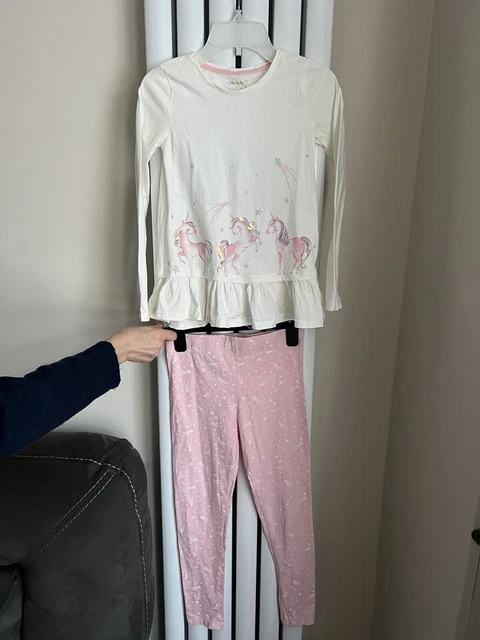 CYNTHIA ROWLEY - Girls Long Sleeve Top & Leggings Set Unicorn - Size 7-8 Years