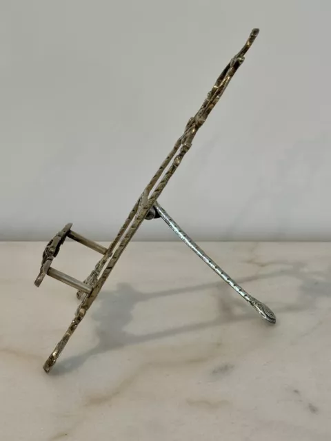 Vintage Silver Victorian Ornate Easel Stand For Art, Books, And Plates. 3