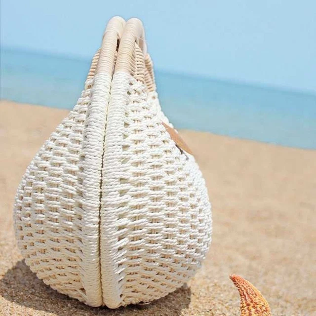 Handmade Wicker Woven Purse Handbag Straw Purses Women Handle 5