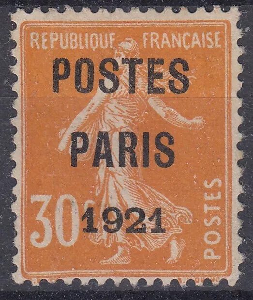 Timbre France Preoblitere Semeuse Postes Paris 1921 N° 29 Utilise - Cote 80 €