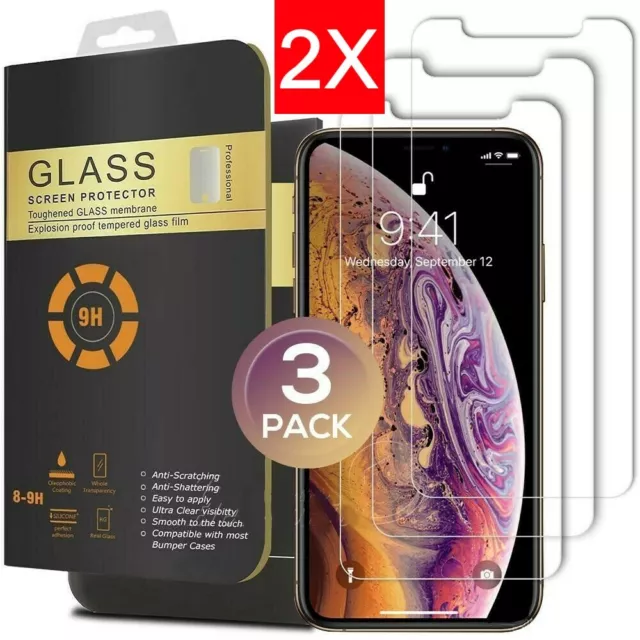 6 protecteurs d'écran en verre trempé iPhone 11 XR XSMax 11 Pro Max 8 7 2x 3-PACK