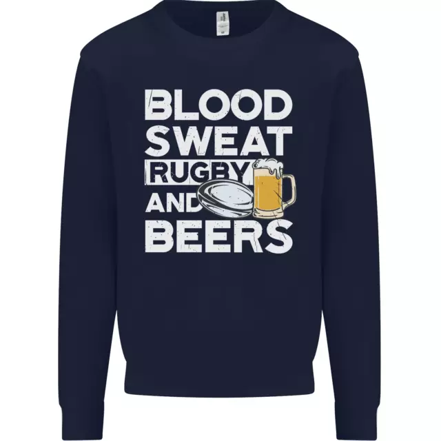 Felpa Blood Sweat Rugby e Birre Divertente Uomo Maglione 2