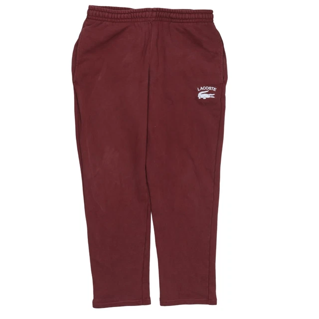 Lacoste Mens Joggers Burgundy Fleece Elastic Waist Embroidered Logo M
