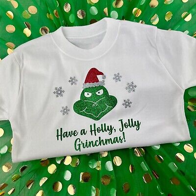 GIRLS CHRISTMAS GRINCH OUTFIT T-Shirt & Tutu Skirt Holly Jolly Grinchmas Festive