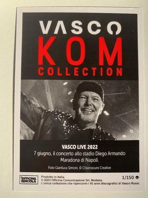 Mancolista Collezione Album VASCO KOM COLLECTION 2023 VASCO ROSSI CARD n° 1/150