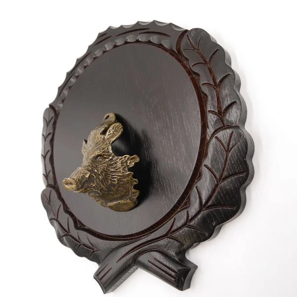 Placa de Jabalí Tallado Oscuro Af 19 CM Con 1 Pieza Cabeza Decoración Grande 2