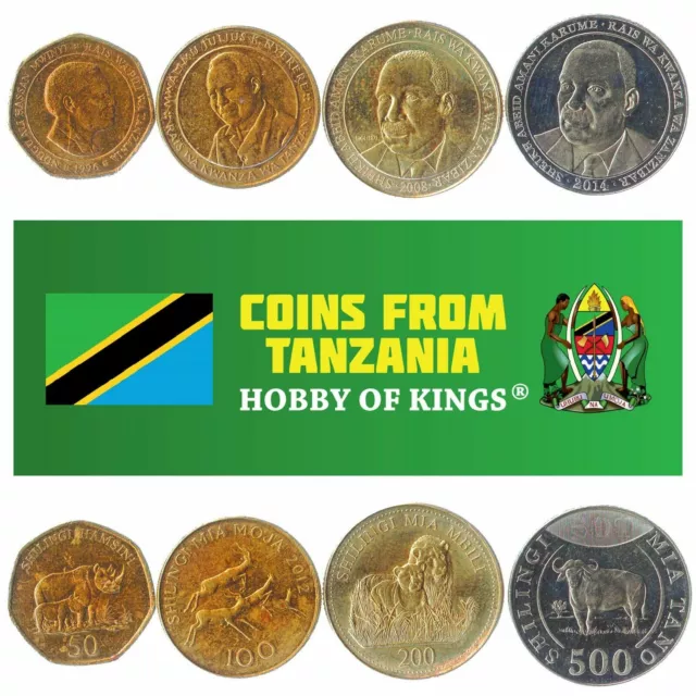 TANZANIA: Coins Set of 4  Coins:50, 100, 200, 500 SHILLINGS. 1993-2015 all Mint