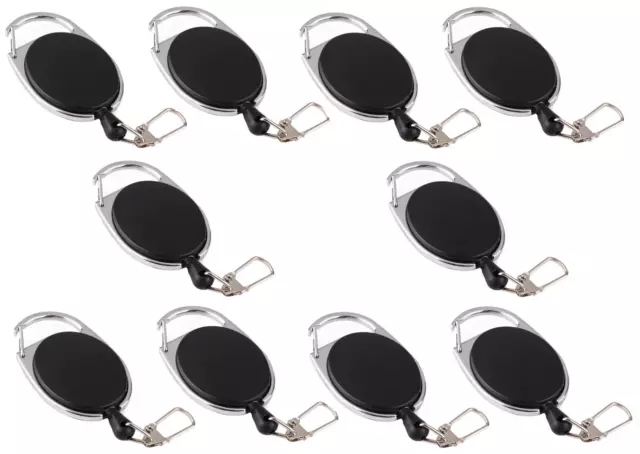 10 x Retractable Key Chain ID Card Holder 80cm Extendable Rope Ring Belt Clip