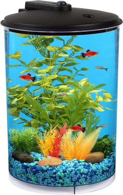 3-Gallon 360 Aquarium with LED Lighting (7 Color Choices) and Power Filter