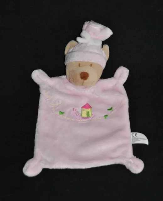 Doudou Plat Ours Rose Maison Escargot NICOTOY KIABI SIMBA Bonnet 4 Nœuds TTBE