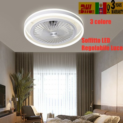 Illuminazione del Ventilatore Regolabile Lampadario a 3 Velocità con Telecomando Scocca in Metallo Acrilico Lampada da Super Silenziosa Illuminazione del Ristorante Ventilatore a Soffitto con Luce 
