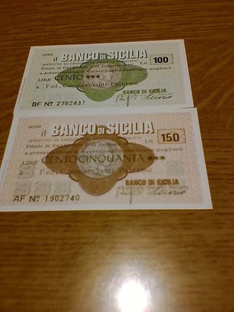 Miniassegni Banco Di Sicilia - Lotto Ml1542  (N. 2 Emissioni)