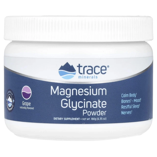 TRACE MINERALS MAGNESIUM Glycinate Powder Grape 180g High Absorption