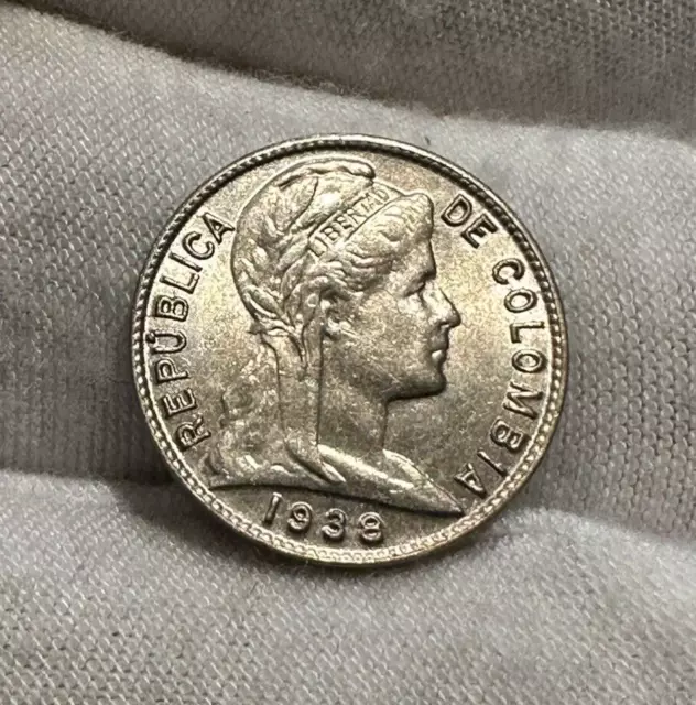 1938 Colombia Centavo Km-275 Nice Unc - Free Shipping! B2523