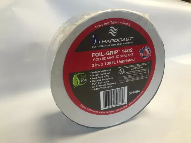 Roll Hardcast Carlisle Foil Grip 1402 Rolled Mastic Sealant Tape 3" x 100'