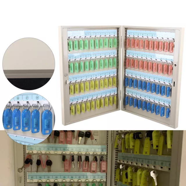 80 Key Storage Cabinet Lock Box Safe Organizer Wall Mount Large Car Lot Holder