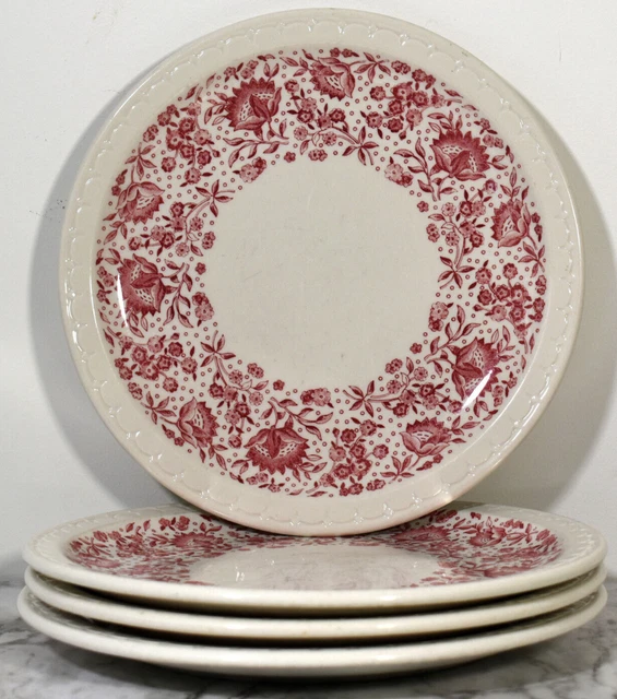 Syracuse Roxbury 10" Dinner Plates Econo-Rim Mid Century Railroad China Set of 4