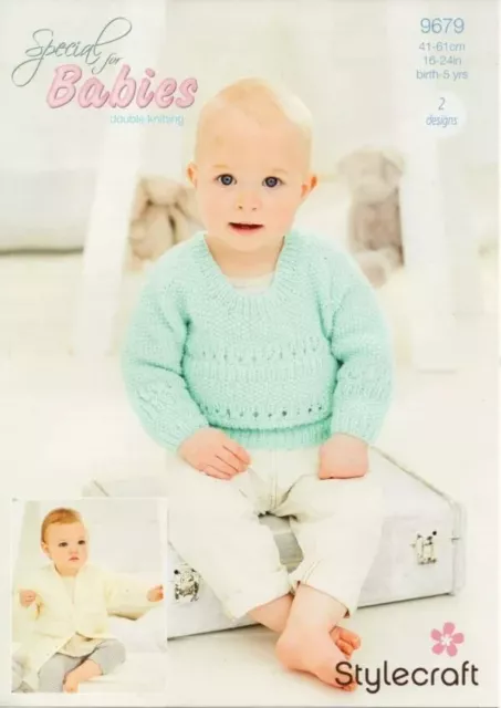 Stylecraft 9679 Pull Et Cardigan Bébé/Enfant Tricotage Motif Dk Birth-5 Ans