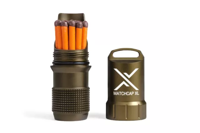 Exotac Matchcap Xl , Matchcase Striker In Olive Drab  ( Matches Not Included )