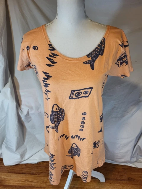 knee length dresses for ladies Vintage 90s/00s Cotton Fish Mini Shift Dress Beach Surf By Exist Sports Line main image 1