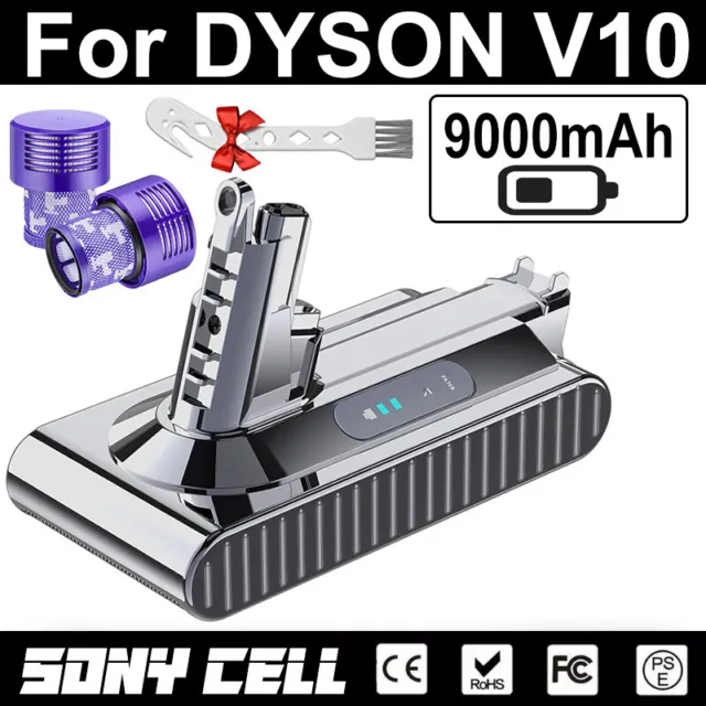 9,0Ah Akku & Filter für Dyson V10 SV12 25.2V Animal Absolute Motörhead Batterie