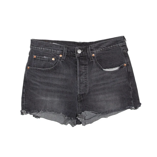 Pantaloncini denim LEVI'S 501 Big E orlo grezzo neri normali donna M W32