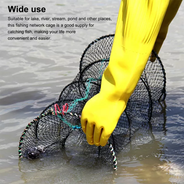 BLACK FISHING NET Foldable Shrimp Cage Durable Crab Baits Trap Outdoor  $19.62 - PicClick AU