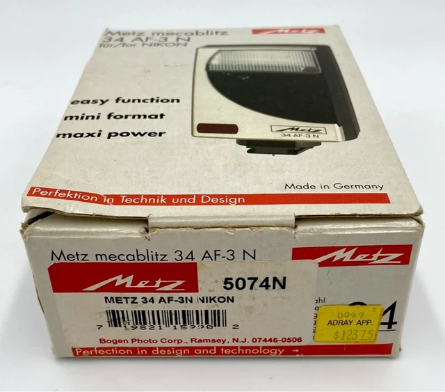 Vintage Metz Mecablitz Photo Film Camera Flash 34 AF-3N TTL Nikon 34AF3N 3
