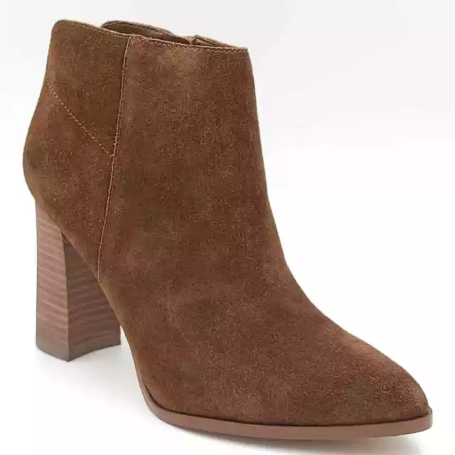 Ivanka Trump Women Block Heel Ankle Booties Carver Size US 6M Light Brown Suede