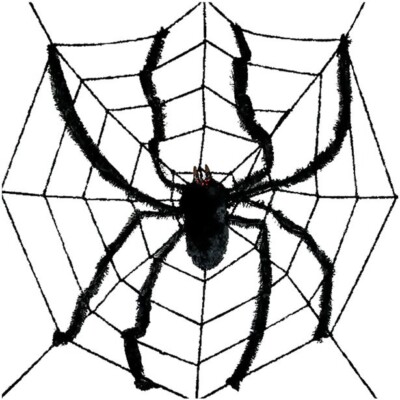 2.4M Halloween Large Nero a Ragnatela e Ragno Decorazione 