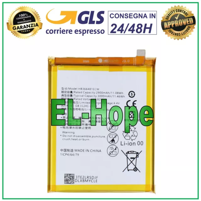 BATTERIA HB366481ECW PER HUAWEI HONOR 9 LITE LLD-L31 3000 mAh PARI ORIGINALE