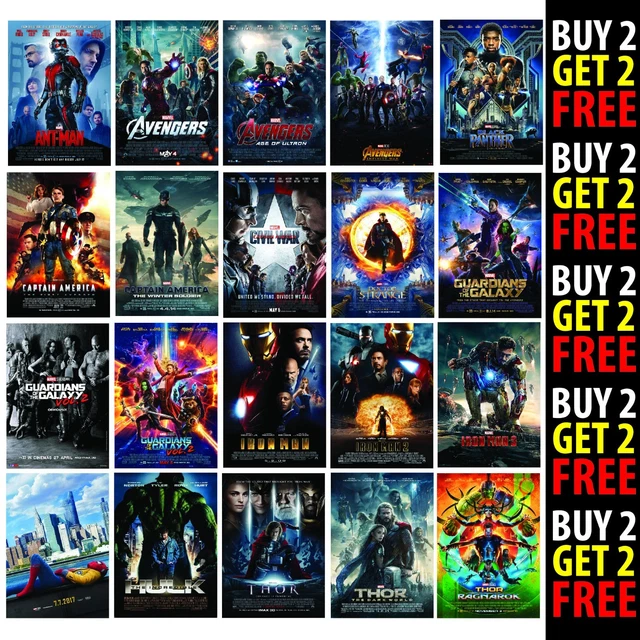 MARVEL MOVIE POSTERS A4/A3 300gsm Photo Poster Film Wall Decor Fan Art Plaque