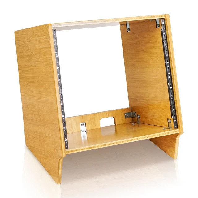 SOUND TOWN DIY 10U Angled Desktop Turret Studio Rack, Solid Bamboo