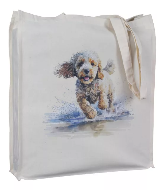 Cockapoo Cockerpoo 'Splashing' Dog Cotton Bag Gusset Xtra Space Gift