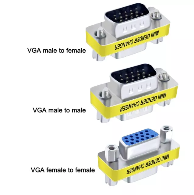 VGA D-Sub 15 Pin Male to Male to Female to Female Adaptor Joiner Coupler