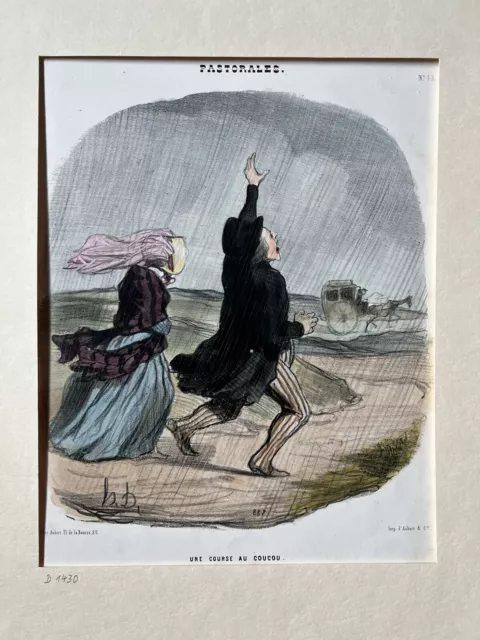 Honoré Daumier (1808-1879).                     Kolorierte Lithographie Selten!