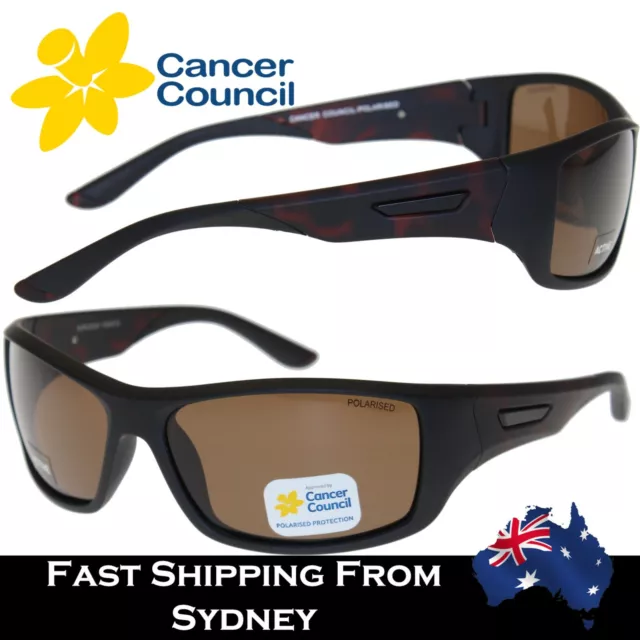 Cancer Council Polarised Sunglasses MATTE BLACK / TORT Frame Brown Lens Burleigh