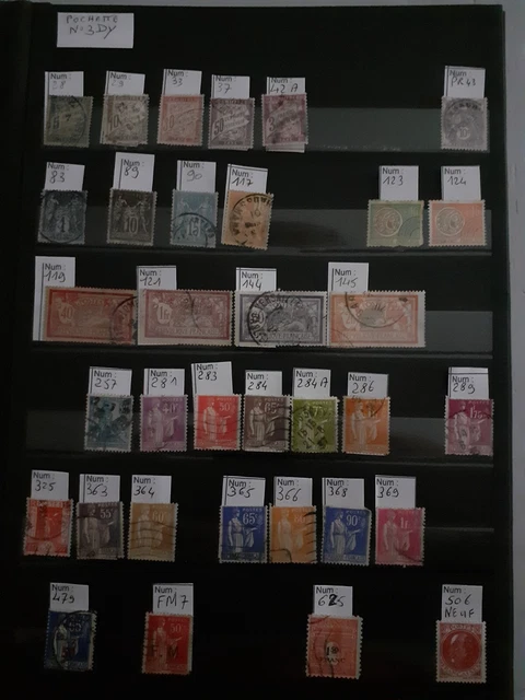 TIMBRES ANCIENS FRANCE oblitérés de 1877 à 1944 pour 34 timbres (5