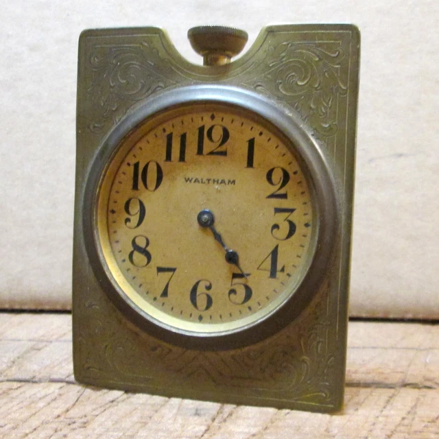 1909 OROLOGIO DA VIAGGIO AMERICANO WALTHAM in Ottone da Tavolo, Corrente