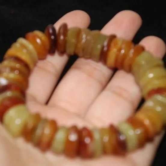 New HeTian Jade Abacus beads Prayer Lucky Mala Bracelet Wrist Souvenir Chain