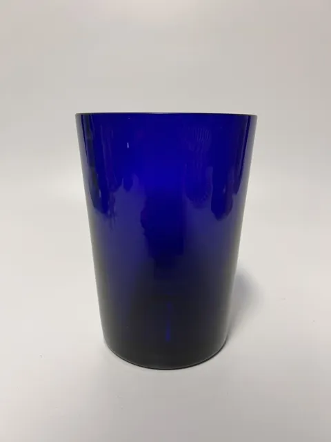 Vintage Kobalt Glas Vase Blau, Signiert, H=15 Cm, Gewicht 1,1 Kg 1970er