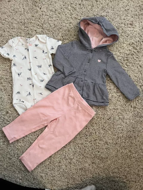 Baby Girls 3pc Outfit Set Carter’s 12 Months EUC