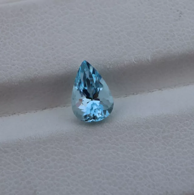 1.27 Cts 8.8x6x5.2 MM Natural Blue Aquamarine Pear Cut Stone Nice Luster