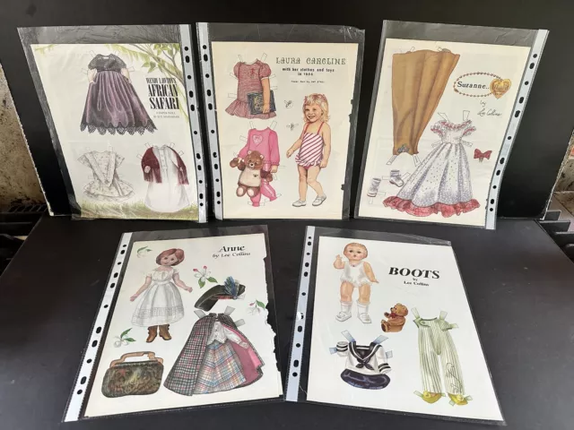 Vintage Cut Out Paper Dolls & Outfits Uncut  Lot 1 Anne Boots Caroline Suzan X 5