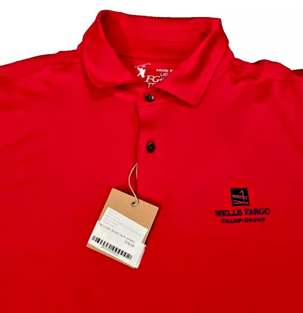 Wells Fargo Championship Usa Tournament Solid Tech Jersey Red Polo Sz. XL NWT