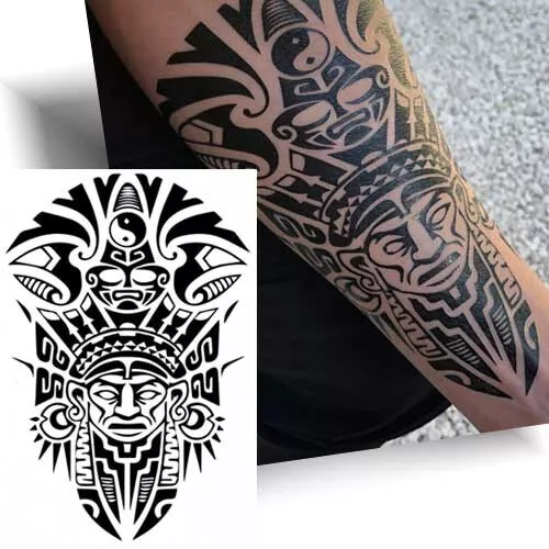 ► TATOUAGE TEMPORAIRE TOTEM POLYNÉSIEN  MAORI - Tattoo éphémère noir provisoire◄